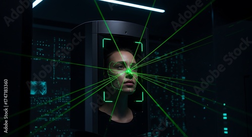 Woman Undergoing Facial Recognition Scan imagefx auto