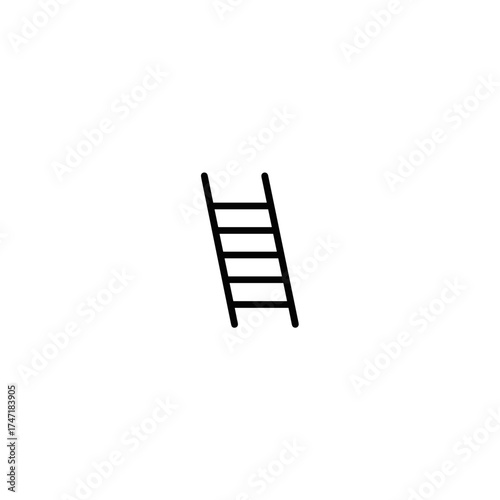 Simple wooden ladder in minimalist design on white background  