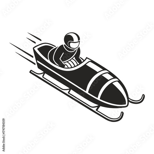 Black and white minimalist bobsled winter sport symbol 1