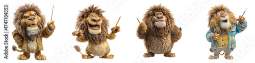 Enchanting Lion Characters Set the Stage for Storytelling, Inspiring Creativity and Imagination, Perfect for Children's Books and Animated Films