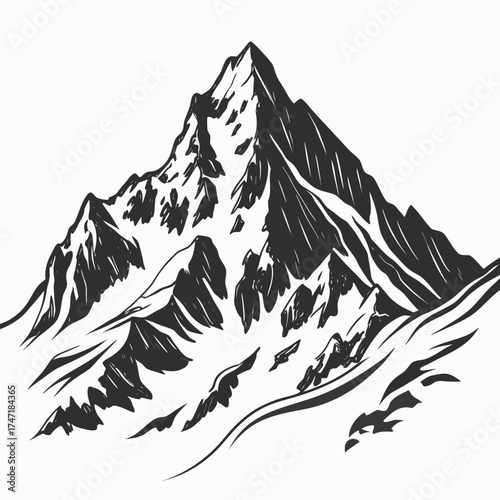 Black and white mountain range graphic mountains ridge