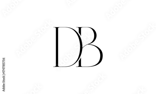 DB initial letters, monogram logo