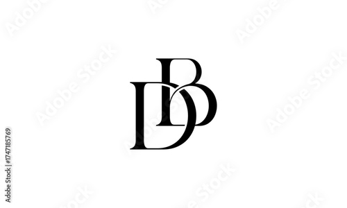 DB initial letters, monogram logo