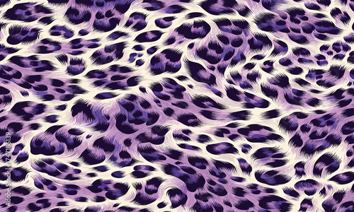 Purple leopard background illustration with exotic animal skin print ideal for wallpaper backgrounds, fabric textiles, modern fashion prints, and decor.