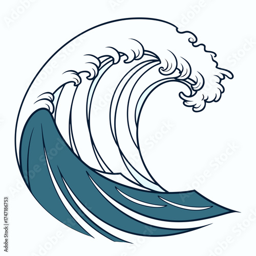 Blue gradient wave shape graphic ocean water