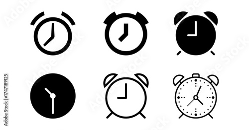 Vector Graphic Pack of Timer and Reminder Symbols Modern Black Icons for Web and Mobile Interface 