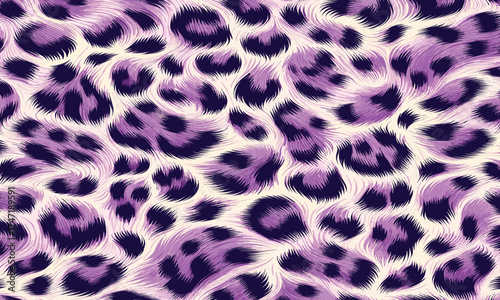 Purple leopard animal fur illustration vector for fashion or decor perfect for stylish fabric, fashion prints, wallpaper, and decorative digital projects.