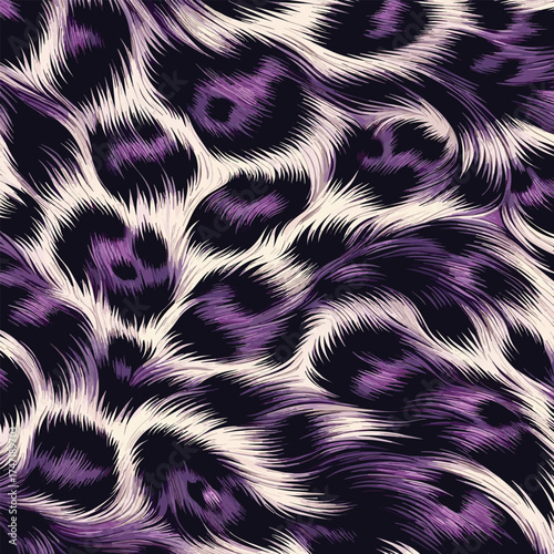 Vector design of purple leopard skin with artistic animal camouflage look an elegant choice for wallpapers, fashion fabrics, stylish textiles, and trendy art.
