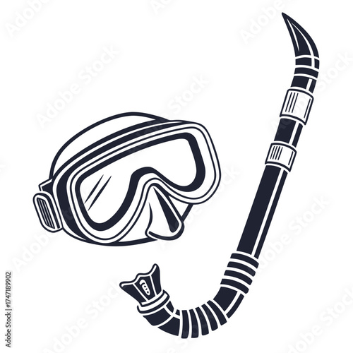 Dark blue snorkeling mask and tube diving mask scuba mask