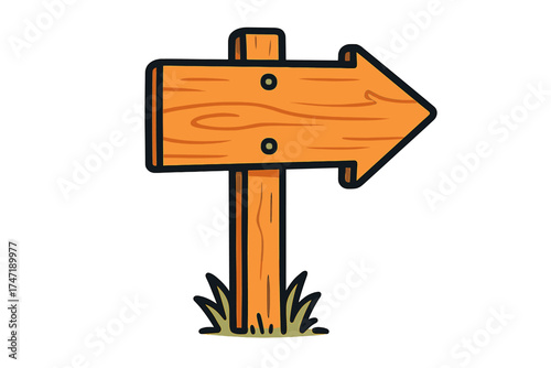 Wooden arrow sign post pointing to opportunity. Vector concept for direction, guidance, choice, and business strategy. Blank rustic signboard for navigation and information.