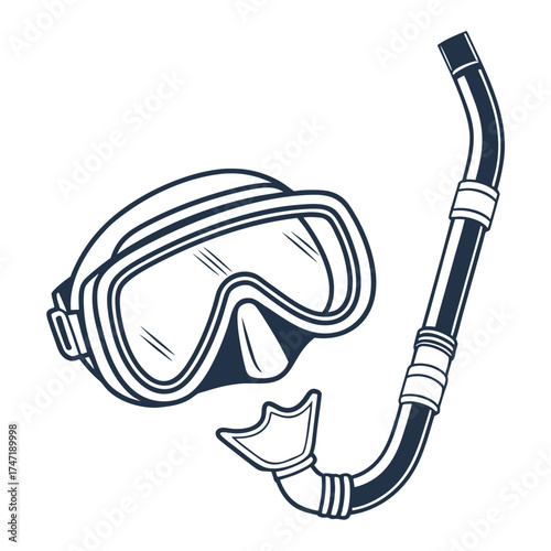 Dark blue snorkeling mask and tube snorkel tube scuba diving