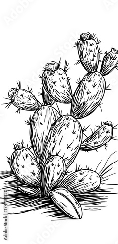 For desert-themed designs, a modern silhouette of a prickly cactus in black is available