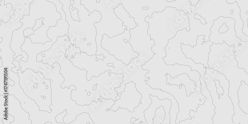 Contour lines topography minimalist gray geographic mountain relief map background, abstract curve textured grey surface modern design with topographic wavy seamless pattern of detail background.