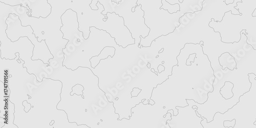Contour lines topography minimalist gray geographic mountain relief map background, abstract curve textured grey surface modern design with topographic wavy seamless pattern of detail background.