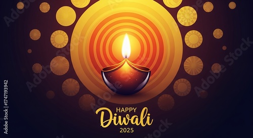 DIwali theme background/poster for social media, Happy Diwali 2025