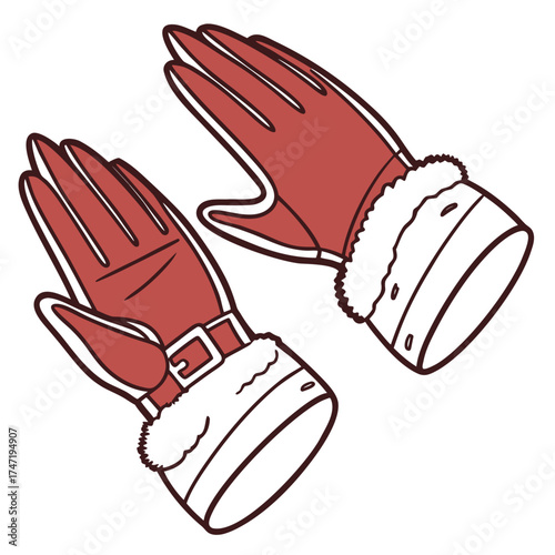 Red Santa Gloves with White Fur Trim christmas winter