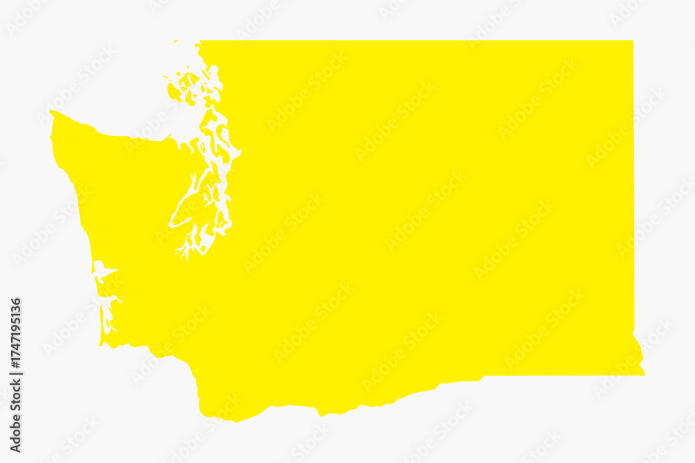 Obraz premium Vector graphic artwork suitable for print and web containing flat detailed map of WASHINGTON