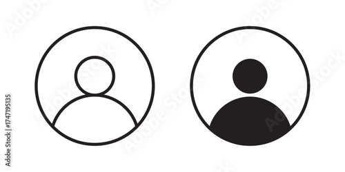 User Circle Icon. Vector illustration with stroke and fill on a white background.