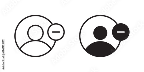 User Remove Icon.  for User Management and Deletion. Vector illustration with stroke and fill on a white background.