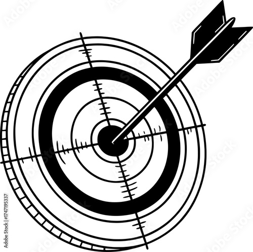 Bullseye Target with Arrow Hit - Hand-Drawn Success Icon