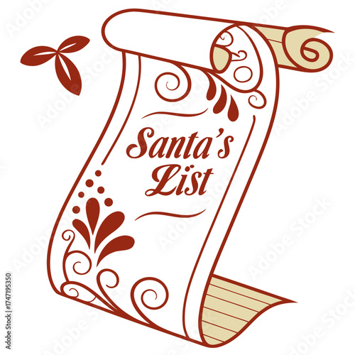 Santa's list scroll vintage christmas holiday