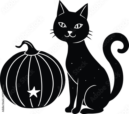 Cat And Pumpkin Combo For Halloween Decor Silhouette