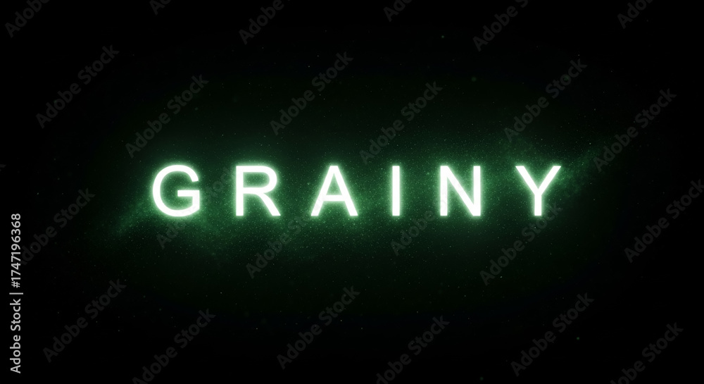 Obraz premium Green glowing grain text on dark background