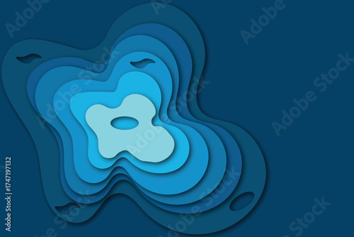 Abstract blue paper cut background with shadow, modern and elegant design
