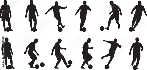 Soccer Player Silhouette Vector Set in Action Poses