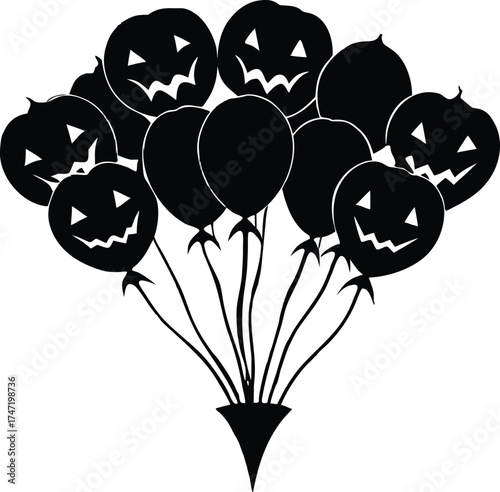 Pumpkin Balloon Bouquet For Halloween Party Silhouette