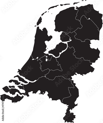 Map of the Netherlands Silhouette with Provinces