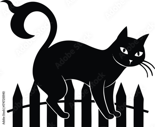 Witch S Black Cat Arching On Fence Silhouette