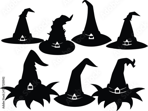 Witch Hat Collection With Spooky Trims Silhouette
