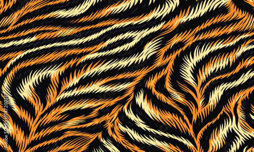 Vectand tiger skin illustration with wild striped fur texture, suitable fand artistic wallpapers, fabric patterns, and decandative tile projects.