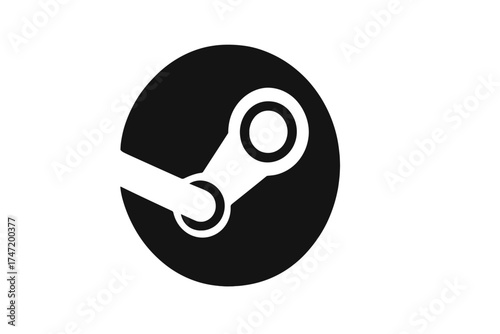 Steam gaming platform icon vector illustration on white background with transparent design, digital distribution, game launcher symbol, technology software logo, media entertainment