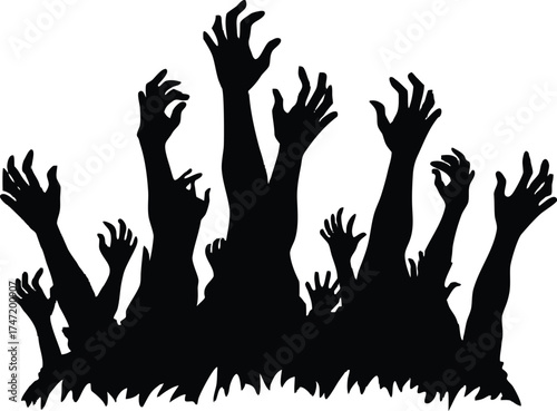 Zombie Hands Rising From Ground Silhouette