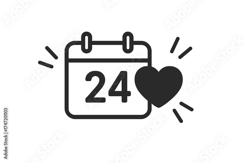 Save the date vector icon with calendar and heart. Wedding, anniversary or romantic event reminder symbol. Special day, important date or love celebration graphic illustration.