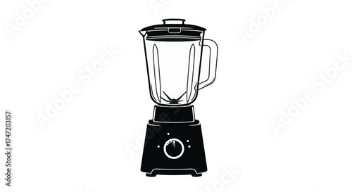 Sleek black kitchen blender on a white background, ready for blending healthy ingredients.