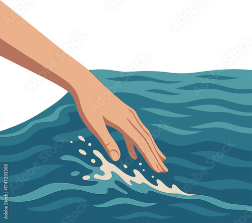 A woman's hand brushes the sea's surface while sailing in a boat, captured in slow motion