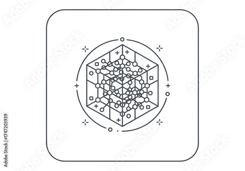 Minimal icon of a quantum processor cube — no background, no shadow PNG