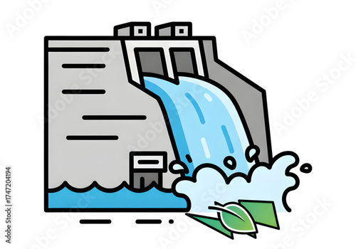  Minimal icon of a hydroelectric dam — no background, no shadow PNG