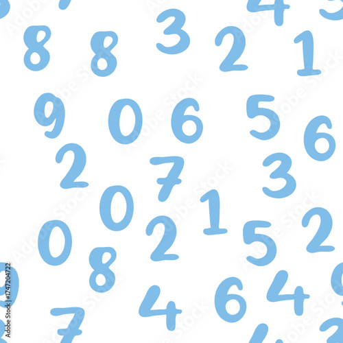 Seamless pattern with beautiful numbers. Ten, twenty, thirty, forty, fifty, sixty, seventy eighty ninety Algebra and geometry