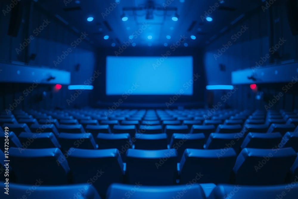 Obraz premium Generative AI cinematic theater interior awaits your viewing pleasure.