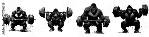 Unleash your inner beast with this powerful gorilla lifting weights, perfect for fitness brands, motivational campaigns and gym promotions, raw strength and determination