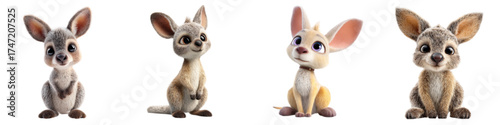 Adorable Bilby Characters Showcase for Children's Books and Educational Material, Ideal for Conservation Campaigns with Cute Animal Illustrations