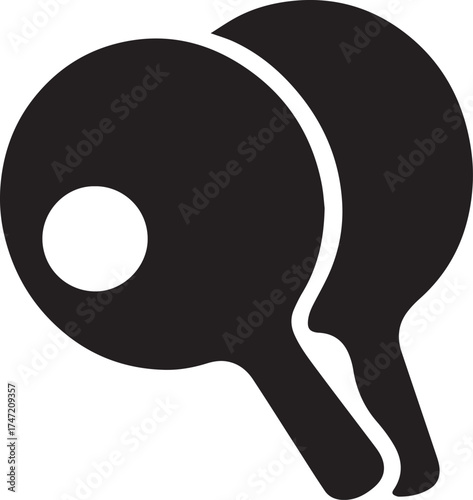 Two black ping pong paddles with white circle detail on one paddle table tennis paddle sport equipment