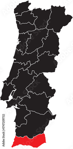 Algarve Region on the Portugal Map