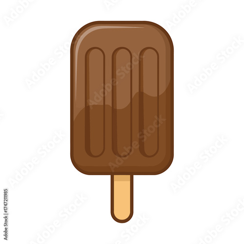 Simple cartoon chocolate ice cream bar on a stick fun treat delicious dessert