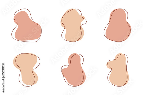 Abstract organic blob shapes with thin line art