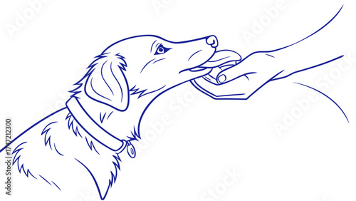 Dog Licking Owner's Hand, Illustration, Home Environment, Whimsical Perspective